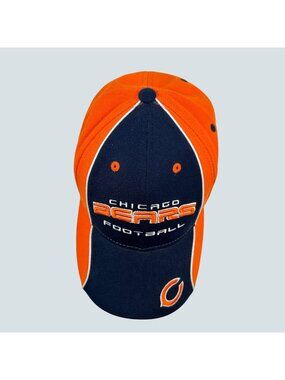 Reebok Chicago Bears Adjustable Football Hat Cap Navy & Orange Embroidered Logo